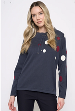 Picadilly Piccdilly Deep Denim Polka Dot Print L/S Sweater
