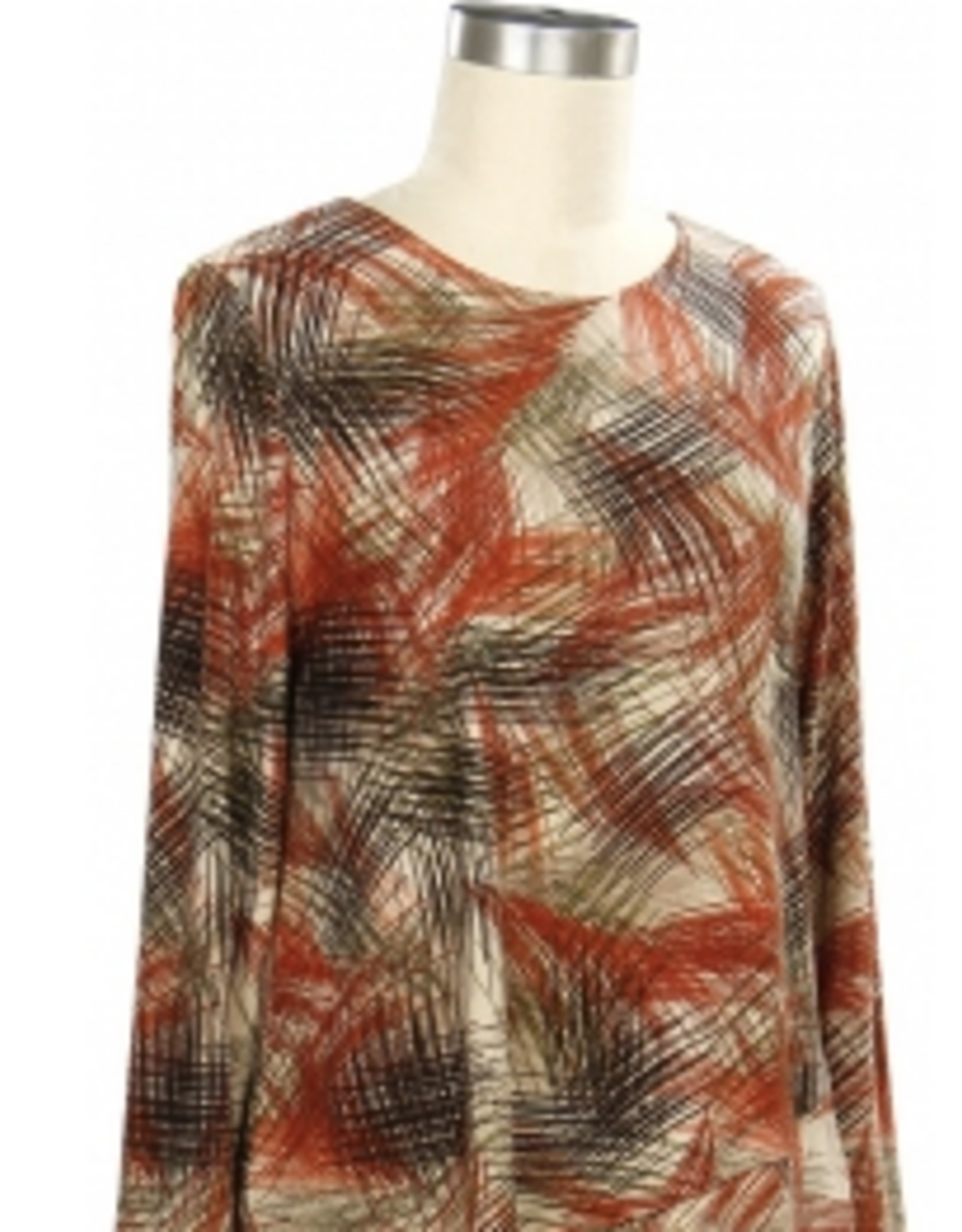 Southern Lady Southern Lady Spicy Mix Hickory Round Neck Long Sleeve Top