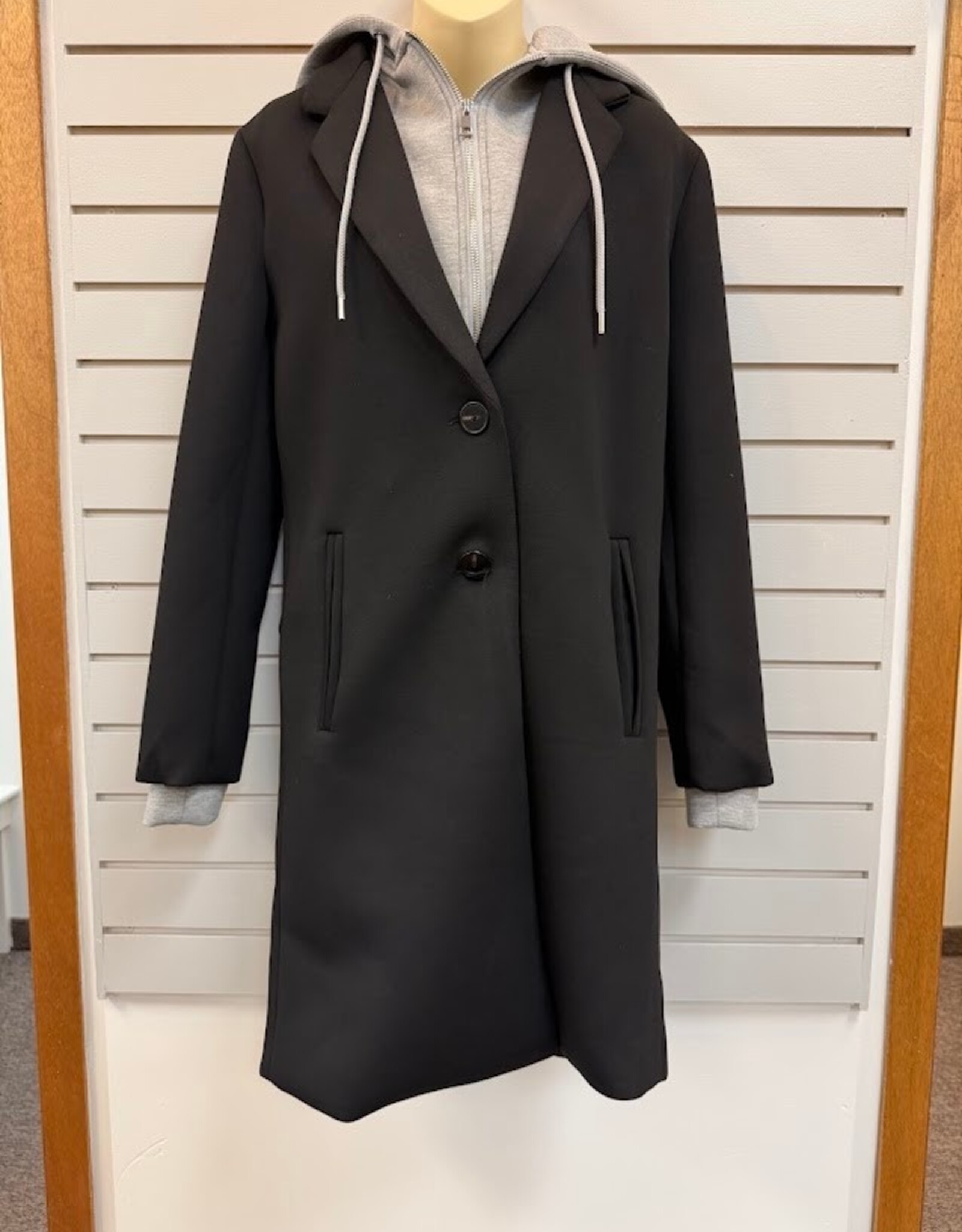 Dex Dex Black Button Up  With Grey Zip Up  Hooded Liner Coat