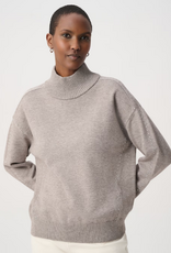 Joseph Ribkoff Joseph Ribkoff Taupe Melange Jewel Embellished Turtleneck Pullover Sweater