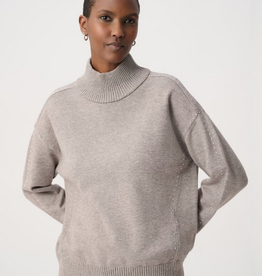 Joseph Ribkoff Joseph Ribkoff Taupe Melange Jewel Embellished Turtleneck Pullover Sweater