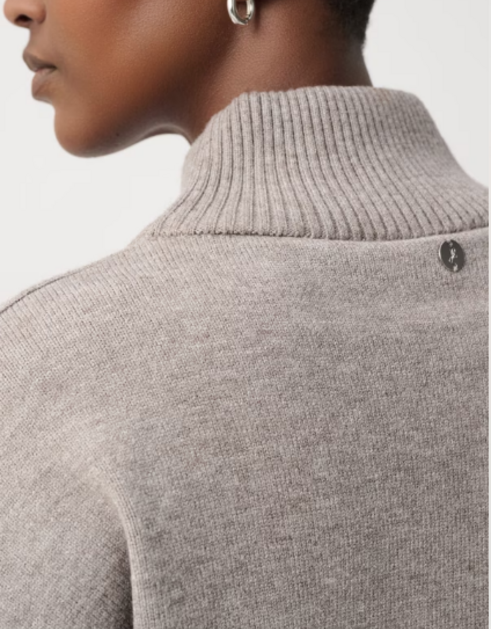 Joseph Ribkoff Joseph Ribkoff Taupe Melange Jewel Embellished Turtleneck Pullover Sweater