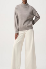Joseph Ribkoff Joseph Ribkoff Taupe Melange Jewel Embellished Turtleneck Pullover Sweater