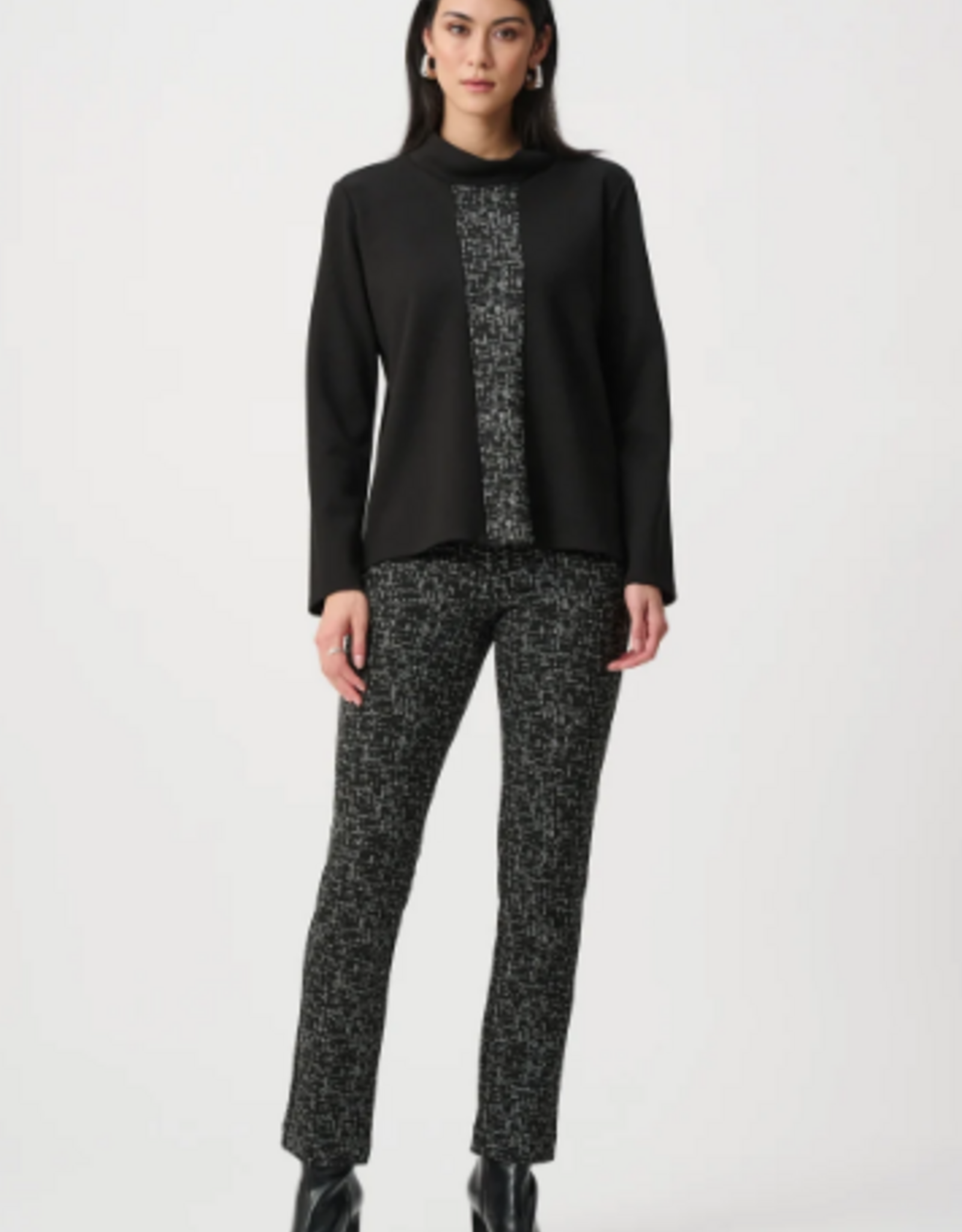 Joseph Ribkoff Joseph Ribkoff Black Jacquard Scuba Jersey Boxy Top
