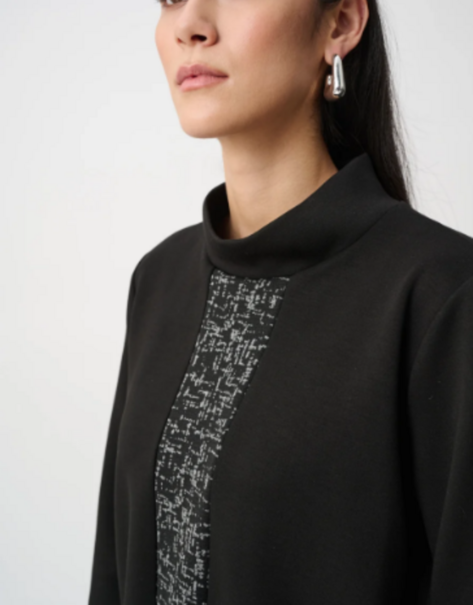 Joseph Ribkoff Joseph Ribkoff Black Jacquard Scuba Jersey Boxy Top