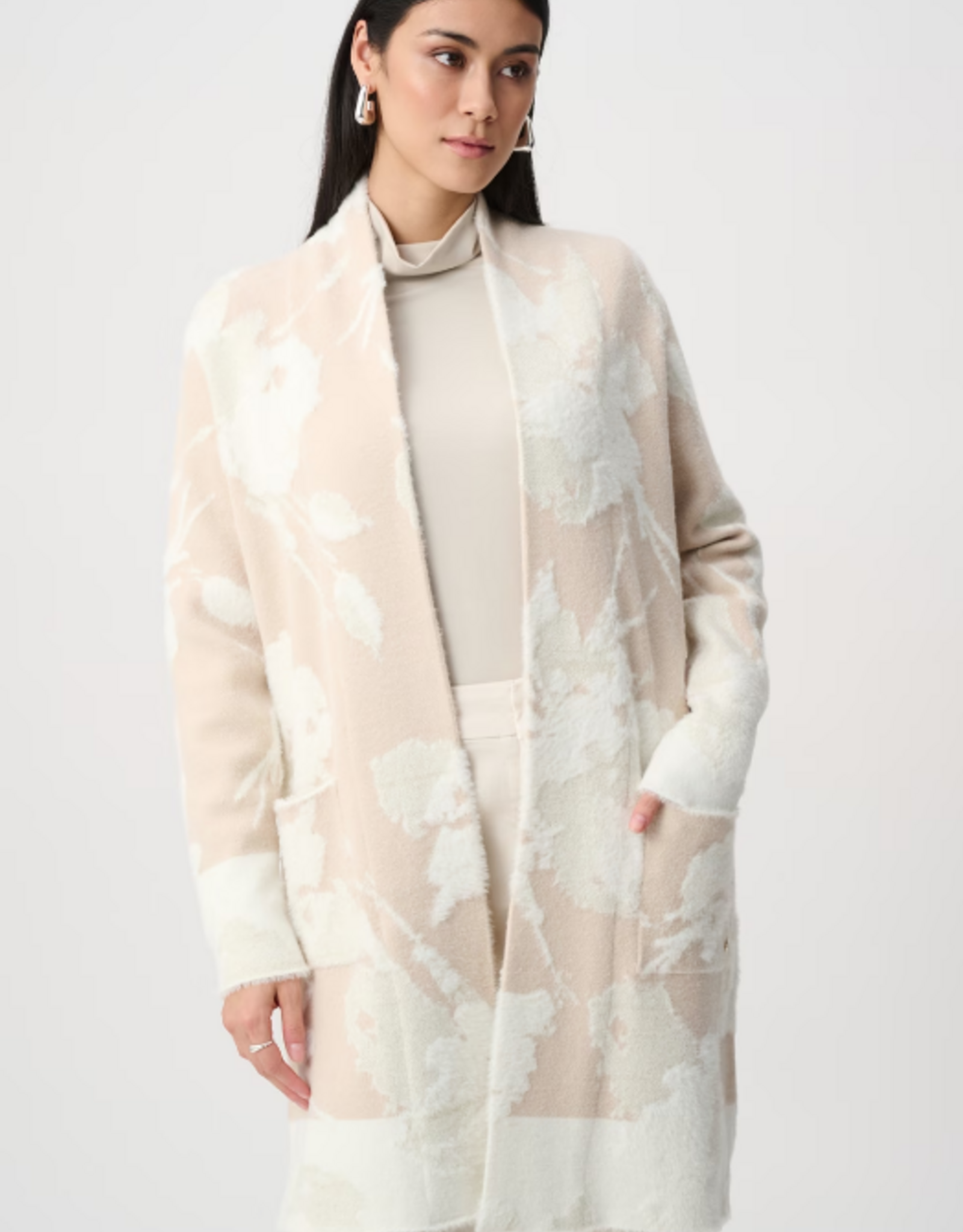 Joseph Ribkoff Joseph Ribkoff Oatmeal/Winter White Long Knit Cardigan Sweater