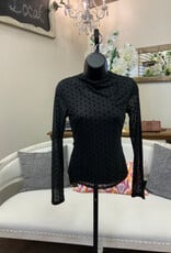 Kylie Paige Kylie Paige Black Dot Long Sleeve Mesh Overlay Top