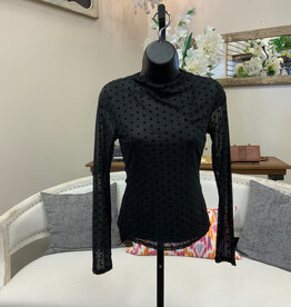 Kylie Paige Kylie Paige Black Dot Long Sleeve Mesh Overlay Top
