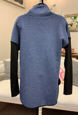 Pure Essence Pure Essence Indigo Cowl Neck w/ Black Inset  Long Sleeve Top