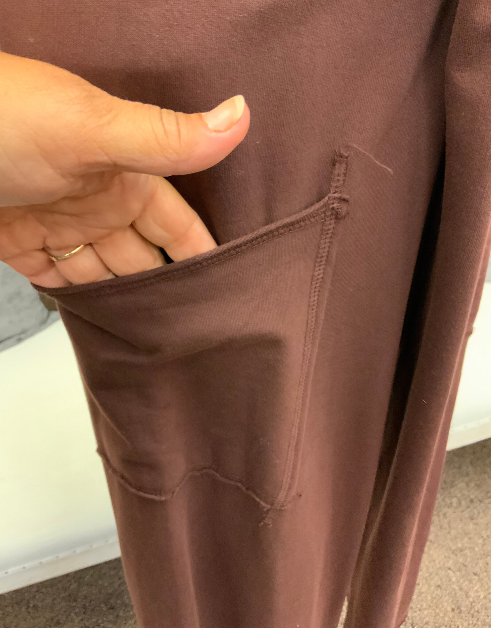 Cotton Lani Cotton Lani Chestnut Pull On Large Pocket Wide Leg Knit Pant