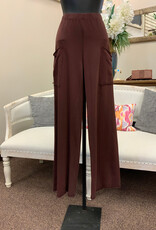 Cotton Lani Cotton Lani Chestnut Pull On Large Pocket Wide Leg Knit Pant