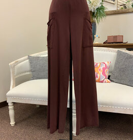 Cotton Lani Cotton Lani Chestnut Pull On Large Pocket Wide Leg Knit Pant