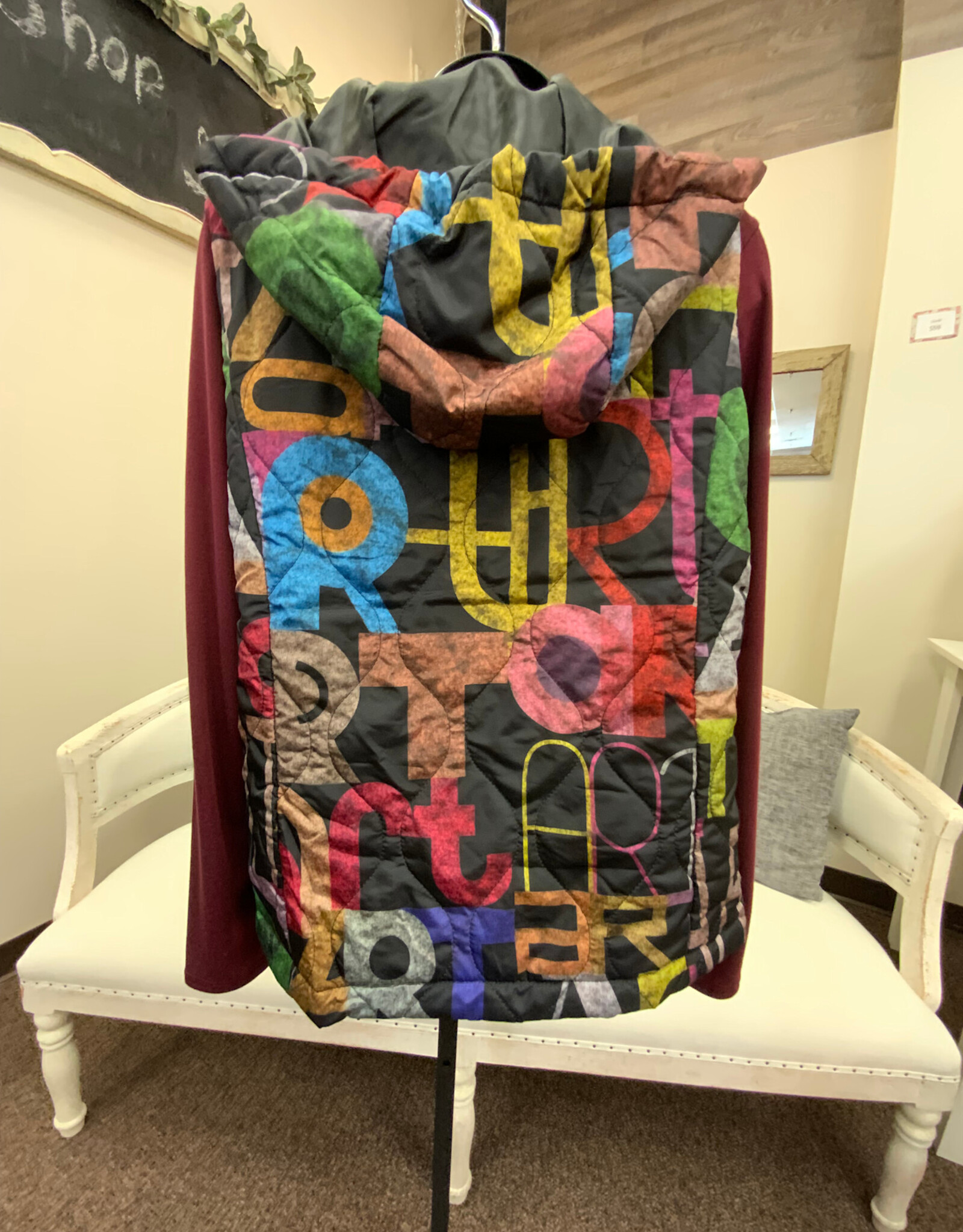GG Jeans GG Jean Multi Color Print Sleeveless Hooded Vest