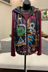 GG Jeans GG Jean Multi Color Print Sleeveless Hooded Vest