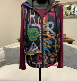 GG Jeans GG Jean Multi Color Print Sleeveless Hooded Vest