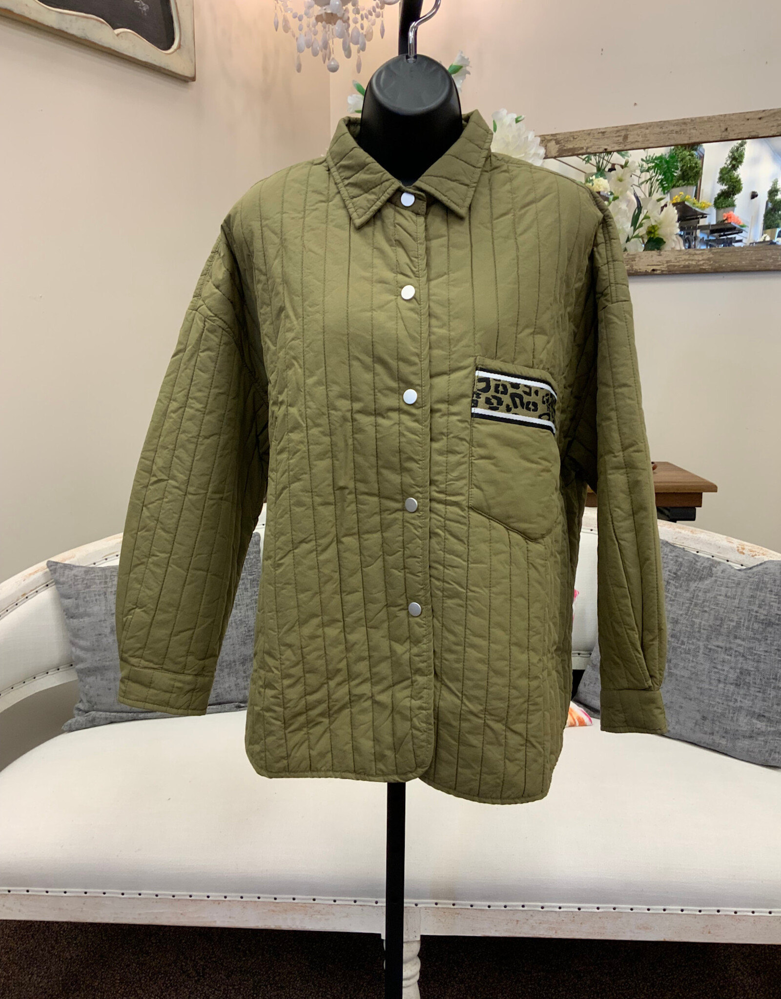 Shannon Passero Shannon Passero  5940 Logan Shirt Olive Snap Up Quilted long Sleeve Top