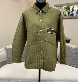 Shannon Passero Shannon Passero  5940 Logan Shirt Olive Snap Up Quilted long Sleeve Top