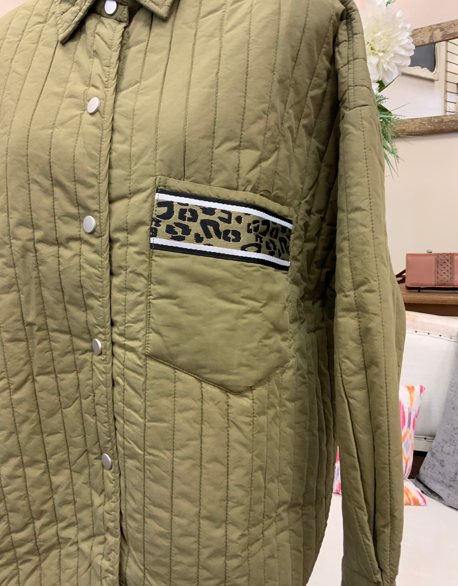 Shannon Passero Shannon Passero  5940 Logan Shirt Olive Snap Up Quilted long Sleeve Top