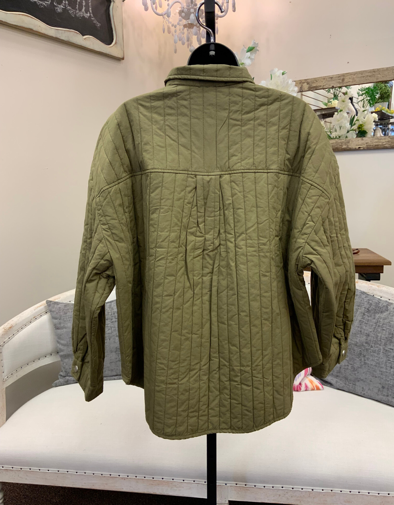 Shannon Passero Shannon Passero  5940 Logan Shirt Olive Snap Up Quilted long Sleeve Top