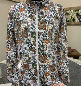 Lulu B Lulu Earth Tones Floral Print Long Sleeve Zip Front Jacket