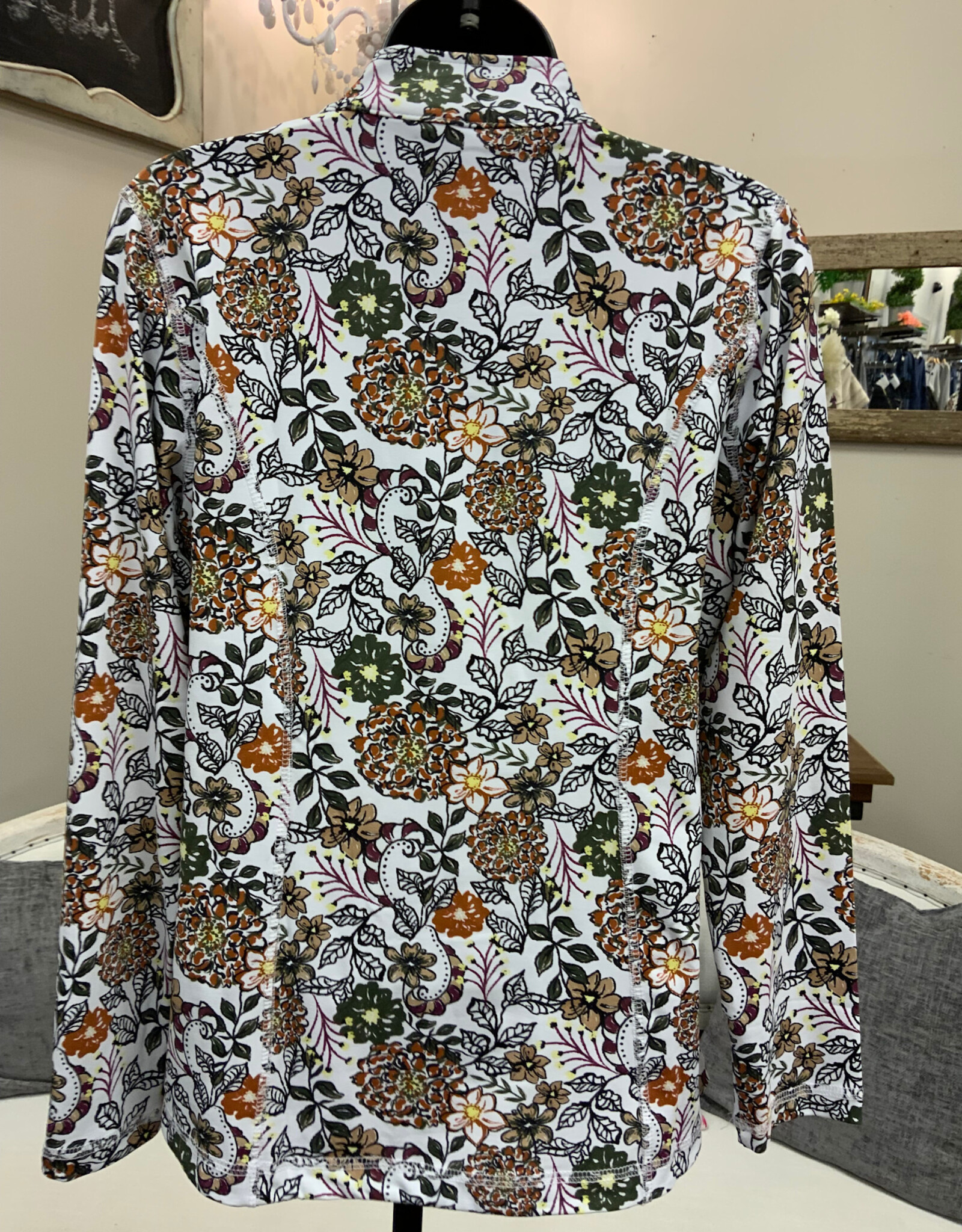 Lulu B Lulu Earth Tones Floral Print Long Sleeve Zip Front Jacket