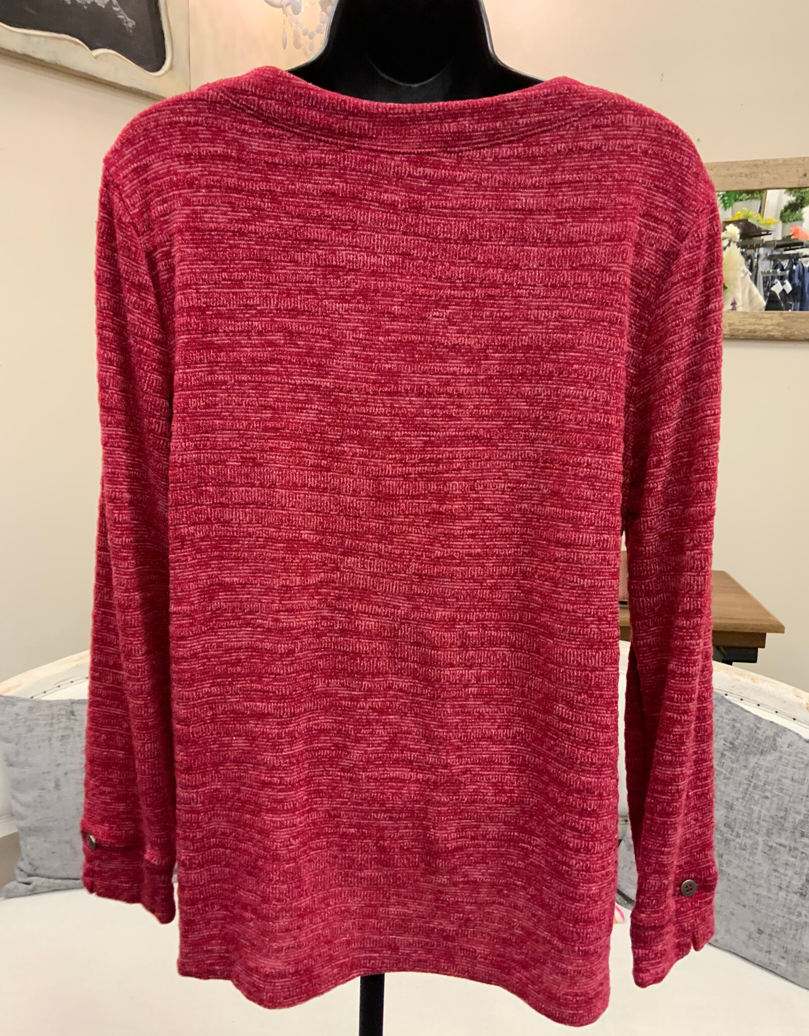 Southern Lady Southern Lady Earthen Red  Round Neck Long Sleeve Top