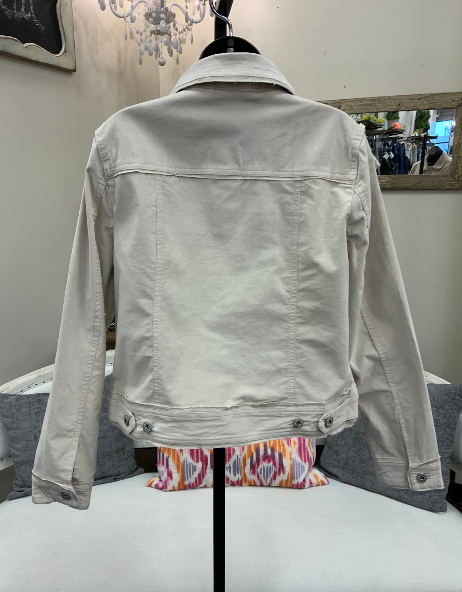 Lulu B Lulu SFC7403 Stone Velour Long Sleeve Button Front Jacket