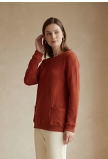 Wild Palms Wild Palms Tangelo Waffle Knit Long Sleeve Crew Neck Top with Pockets