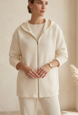 Wild Palms Wild Palms Waffle Knit Long Sleeve Drop Shoulder Zip Hoodie