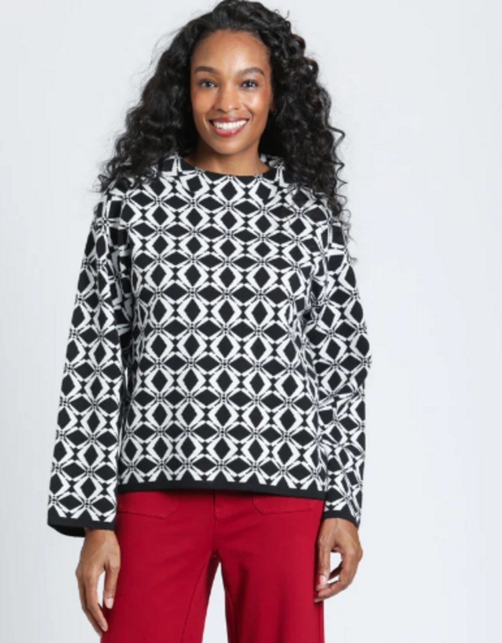 APNY APNY Blk/Wht Monochrome Funnel Neck Long Sleeve