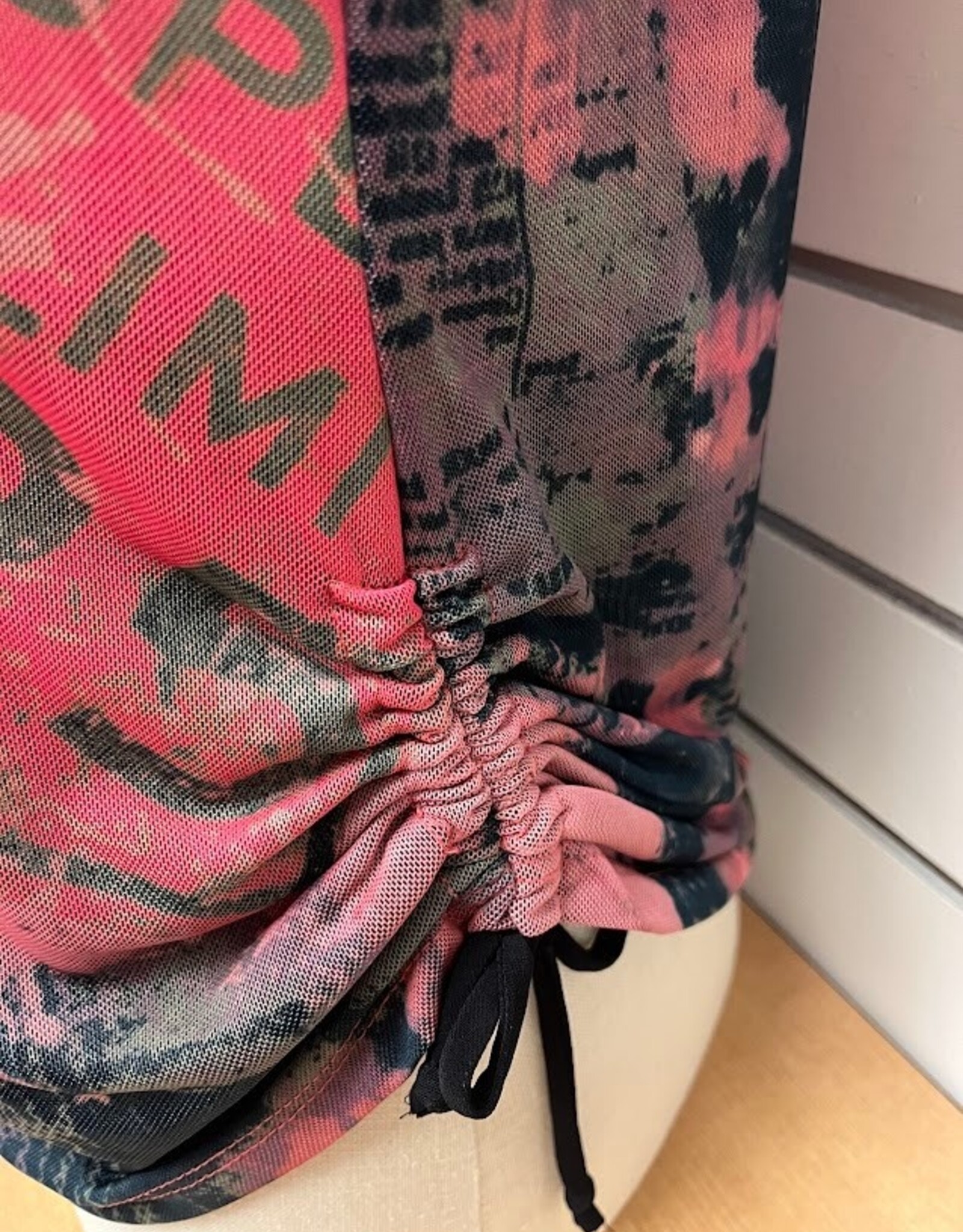 Bali Corp Bali Pink Multi Print Mesh V-Neck Top