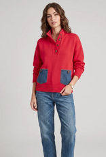 Shannon Passero Shannon Passero Lipstick Red Denim Pockets Maxi Pullover Top