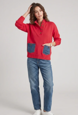 Shannon Passero Shannon Passero Lipstick Red Denim Pockets Maxi Pullover Top