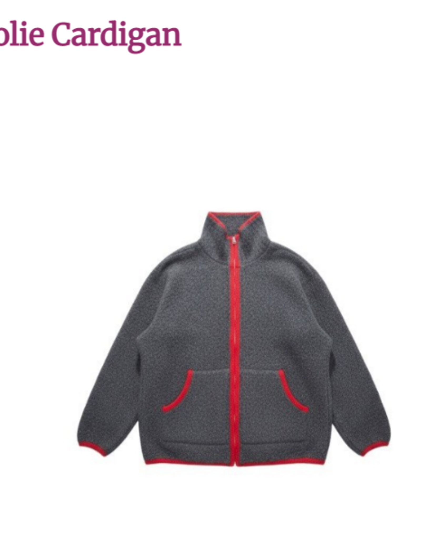 Shannon Passero Shannon Passero Berber Grey Knit with Red Trim Detail Zip  Cardigan