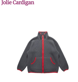 Shannon Passero Shannon Passero Berber Grey Knit with Red Trim Detail Zip  Cardigan