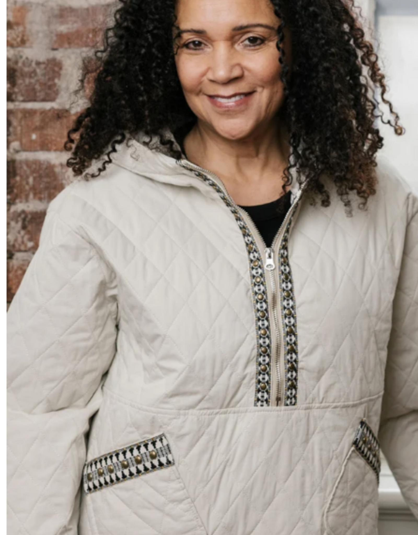 Shannon Passero Shannon Passero  5964  Cream Alley Hooded Quilted Pullover Top