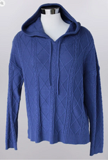 Keren Hart Keren Hart  Blue Textured Hooded Pullover Long Sleeve Sweater