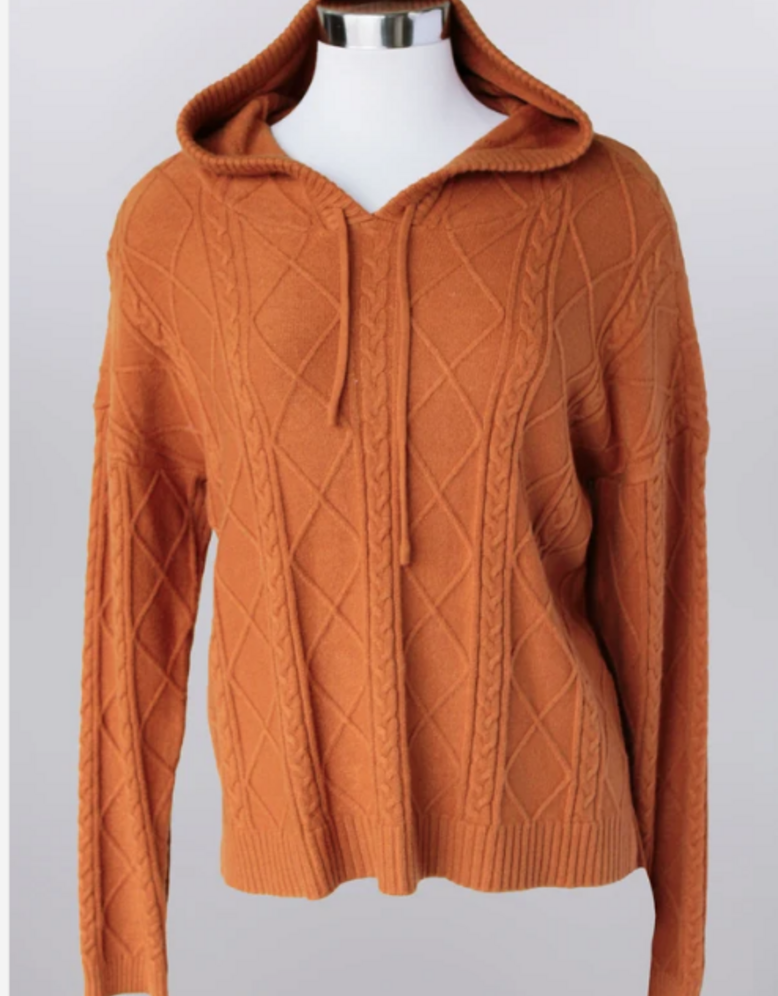 Keren Hart Keren Hart Spice Textured Hooded Pullover Long Sleeve Sweater