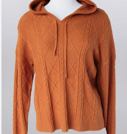Keren Hart Keren Hart Spice Textured Hooded Pullover Long Sleeve Sweater