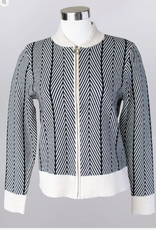 Keren Hart Keren Hart Blk/Cream Zip Up Long Sleeve Cardigan