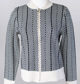 Keren Hart Keren Hart Blk/Cream Zip Up Long Sleeve Cardigan