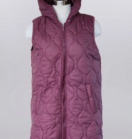 Keren Hart Keren Hart Fig Quilted Zip Up Hooded Mid Length Vest