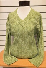 Dex Dex Leaf V-Neck Cable Knit L/S Sweater