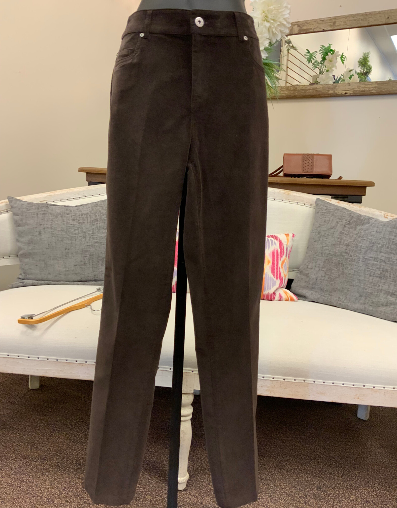 Lulu B Lulu B Chocolate Velour Straight Leg Pant