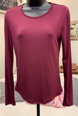 Kylie Paige Kylie Paige  Burgundy Softy Aurora Round Neck Long Sleeve Top