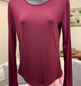 Kylie Paige Kylie Paige  Burgundy Softy Aurora Round Neck Long Sleeve Top