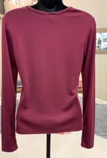 Kylie Paige Kylie Paige  Burgundy Softy Aurora Round Neck Long Sleeve Top