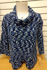 Ruby Rd Ruby Rd Multi Navy Cowl Neck Space Dye Chenille Knit Top
