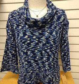 Ruby Rd Ruby Rd Multi Navy Cowl Neck Space Dye Chenille Knit Top