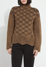 Lysse Lysse 3991 Camel/Black Rhea Cozy Rib Scallop Edge Pullover Top